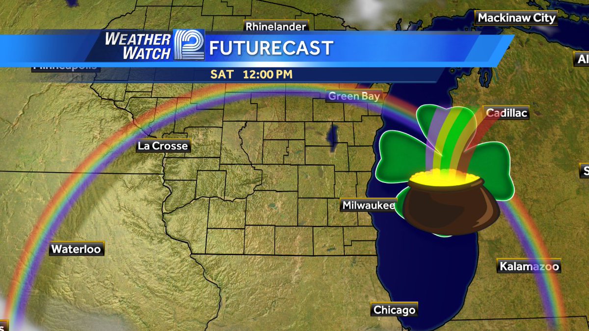 SeversonSally's tweet photo. St. Pat weekend forecast looking good.....best time to be outdoors coming up on @WISN12News till 7am. #wiwx #wisn12 #lucko'theirish https://t.co/Nf2qGpcrj6