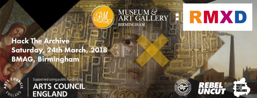 Get involved in our (24March) Hackathon and archive exploration day with Birmingham Museum and Art Gallery, explore their archive of images and sound. Developers, artists, creative commons, data, digital or museum enthusiasts, this is the day for you. bmagremixed.co.uk