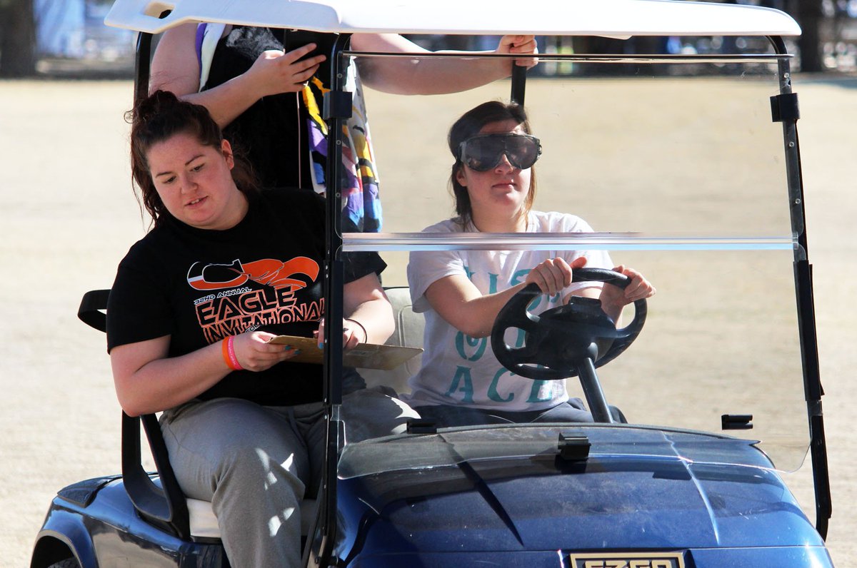ColbyCCollege's tweet photo. The "beer goggles" can be adjusted to simulate how vision is distorted with a blood-alcohol content of .08 to .15. The driving course was one of several activities during Alcohol Awareness Week at CCC. https://t.co/Kwmce7oeap