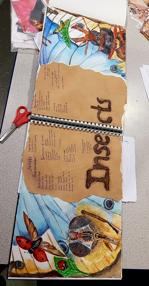DWHSart's tweet photo. Thushanthika (year 13) 'Insects' Art coursework in progress. Incredible responses to artist Robert Bowen https://t.co/JfXv7C9vUu