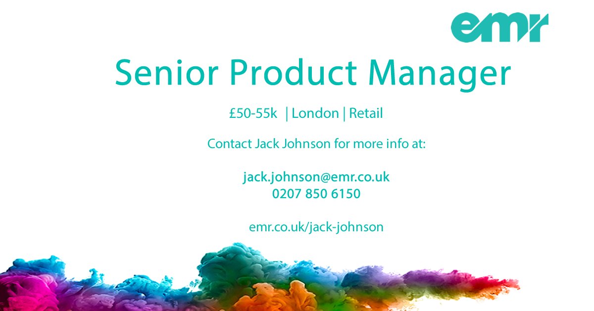 EMR_IR's tweet photo. Senior Product Manager | £50-55k | London | Retail. Please contact Jack Johnson for more details https://t.co/3cf9TqphRd https://t.co/vWhx2cC4OL