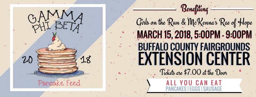 ✨ It’s Pancake Day!! ✨
And who doesn’t love breakfast food? 💕🥞 

Come say hey &amp; eat all you can eat pancakes from 5-9 at the Buffalo County Fairgrounds Extension Center and support Girls on the Run &amp; McKenna’s Rae of Hope 💕