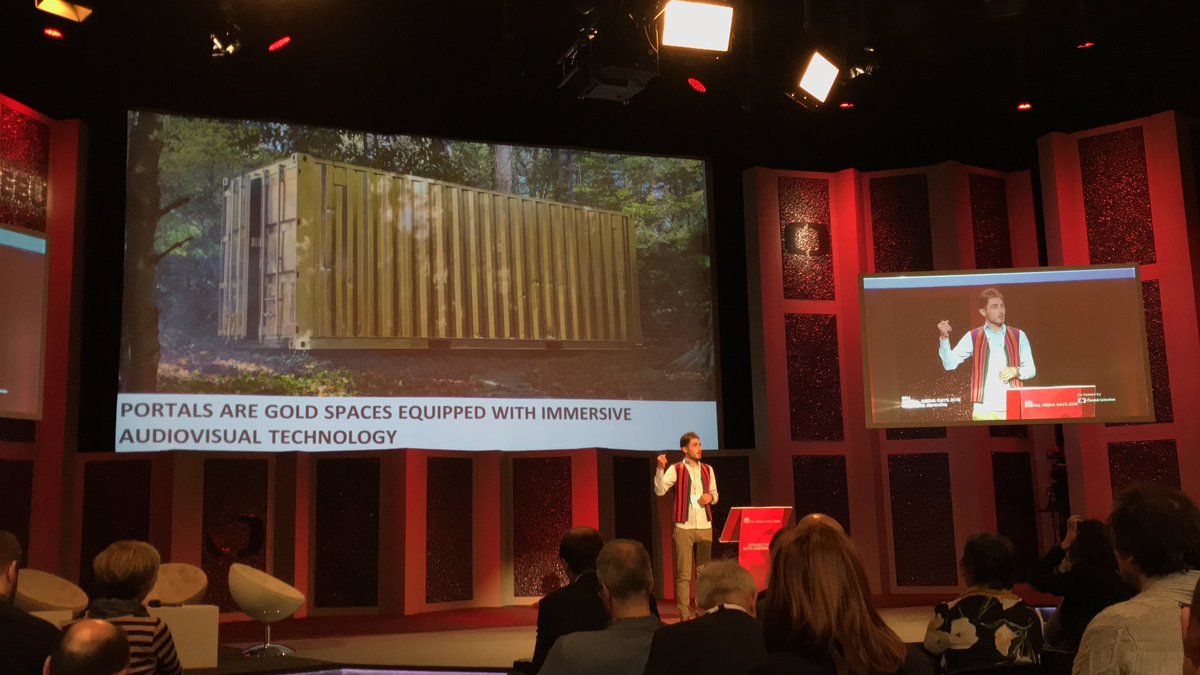 SharedStudios's tweet photo. Portal director @Omidhabb speaking at @EBU_HQ. How do Portals help communities write their own narratives? They "let the people define themselves," he said. #SharedPortals https://t.co/lIPTd3wuvL
