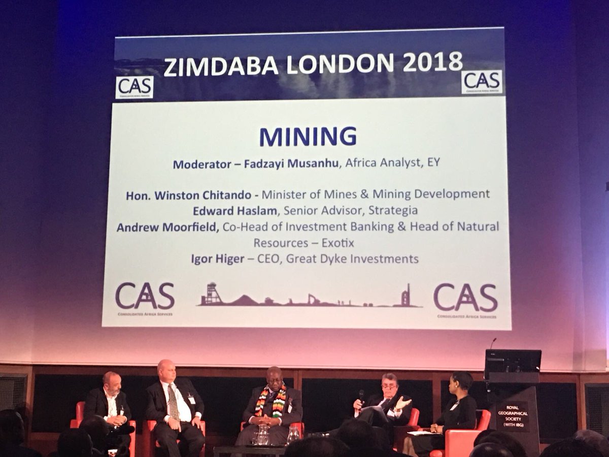 StrategiaWw's tweet photo. Senior Advisor Edward Haslam answering questions alongside Winston Chitando,  Minister of Mines &amp; Mining Development  at #Zimdaba. “What is being done to facilitate investment into the mining sector, as well  the need to establish an environmental social governance culture?” https://t.co/EeNO7Rbm3m