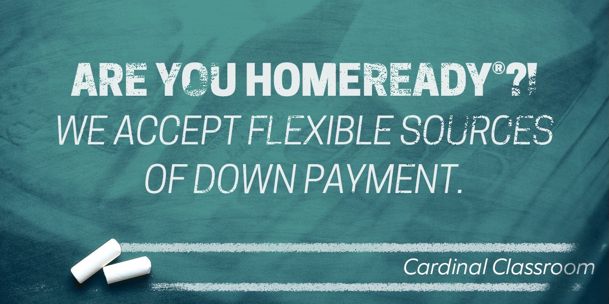 CardFinancial's tweet photo. With Fannie Mae HomeReady, you can purchase a 1-unit property with 100% gift funds! Call us to learn more! #CardinalClassroom https://t.co/2IYa2rNyvc