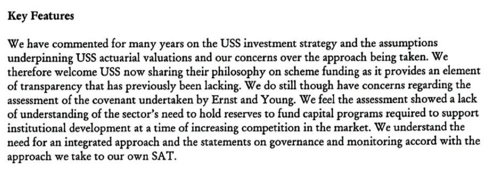 Passage in letter (linked to in tweet) on key features which focuses on sector's need to hold reserve to fund capital programs required to support institutional development at a time of increasing competition in the market