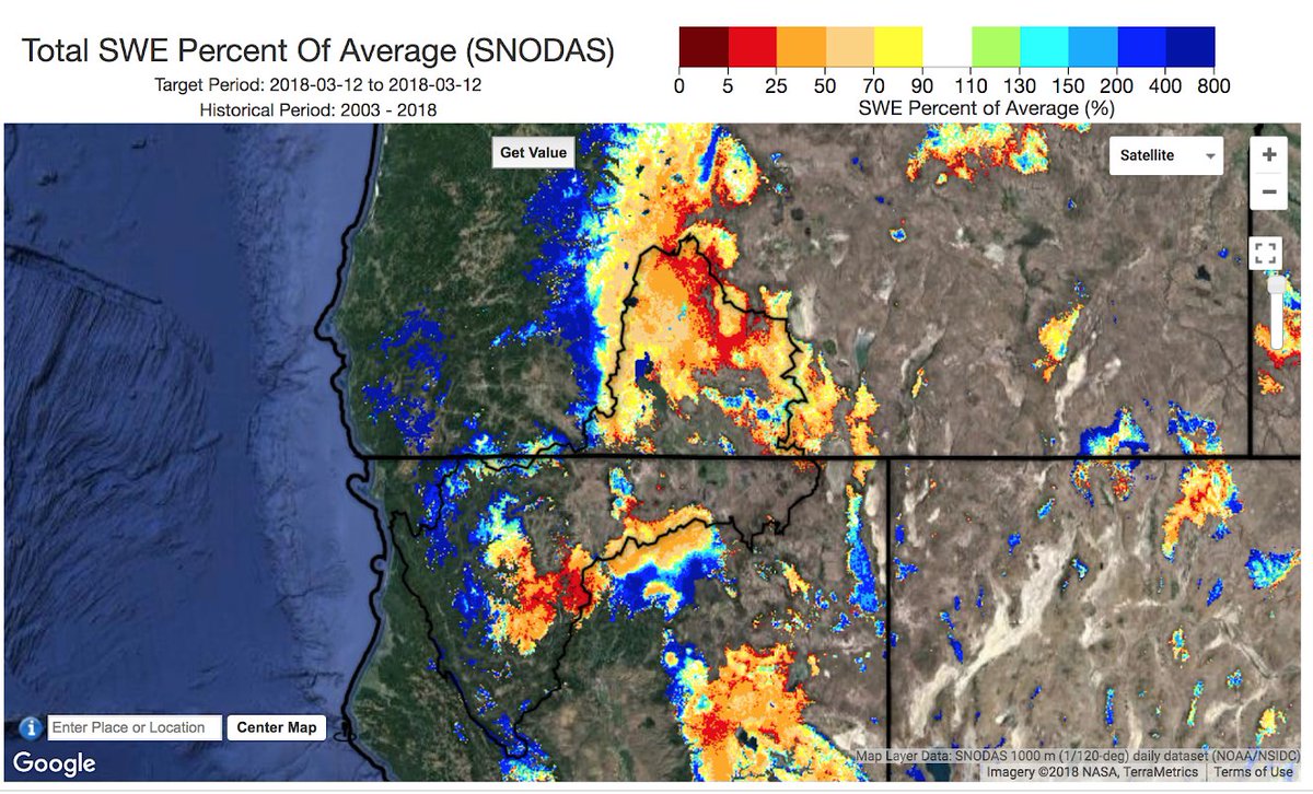 NOAADrought's tweet photo. Check out this map made in @climate_engine using #SNODAS #data - showing the Klamath Basin at 5-25% of normal for average Snow Water Equivalent (SWE). #snowdrought #drought. Check out #ClimateEngine: https://t.co/Zsj3saGS4J
*Snow Data Assimilation System produced by @NWS NOHRSC https://t.co/uw6auHTOvy