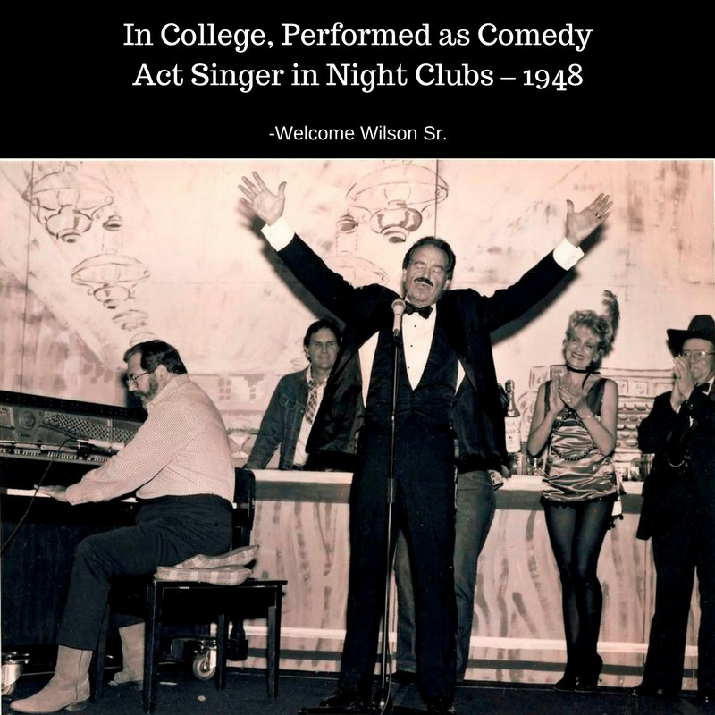 WelcomeGroupUSA's tweet photo. We’re counting the days to Welcome Wilson, Sr.’s 90th Birthday with 20 facts about his life until the Big 9-0! Day 18: In College, Performed as Comedy Act Singer in Night Clubs – 1948 #welcomesr20in20 #alwayswelcome https://t.co/0r1DHrz4ov
