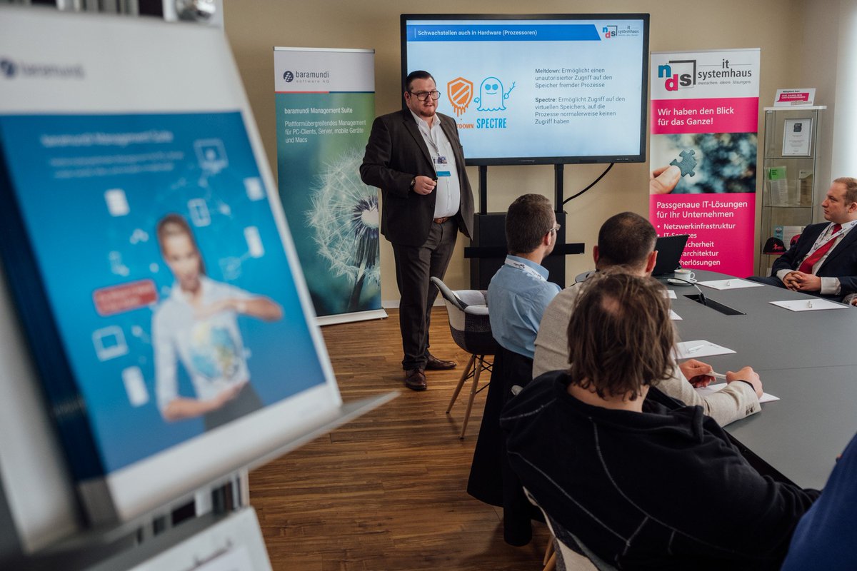 nds_gmbh's tweet photo. Tolle Veranstaltung zum Thema Cyberkriminalität - Automatisiertes Schwachstellenmanagement. #nds_gmbh #spielstand #patchmanagement #baramundi #CyberSecurity #Cyberkriminalität https://t.co/zWhOOtnrtY