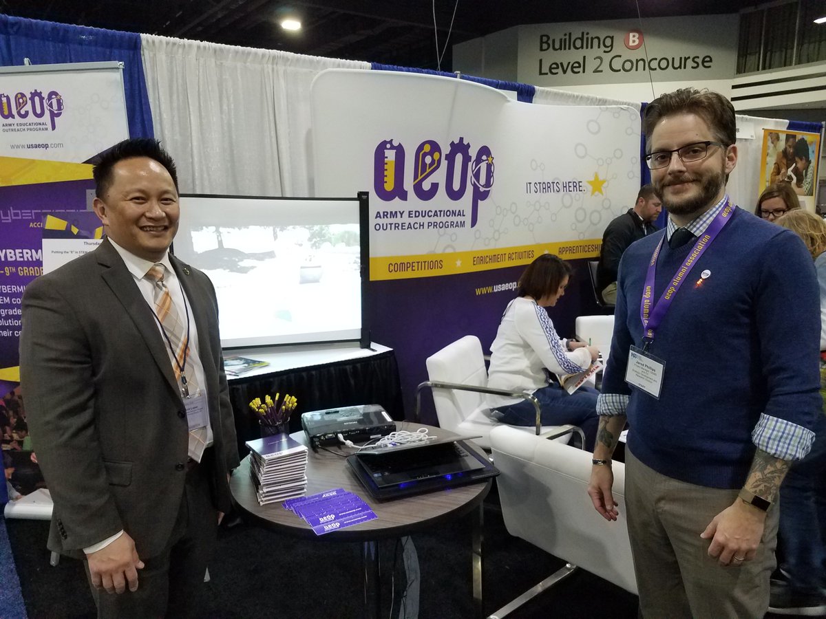 At #NSTA18? Stop by our booth and chat with <a href="/LouieRLopez/">Louie Lopez</a> and <a href="/NSTA/">National Science Teaching Association</a>'s Jarod Phillips to learn more about our #STEM programs and competitions! #STEMed