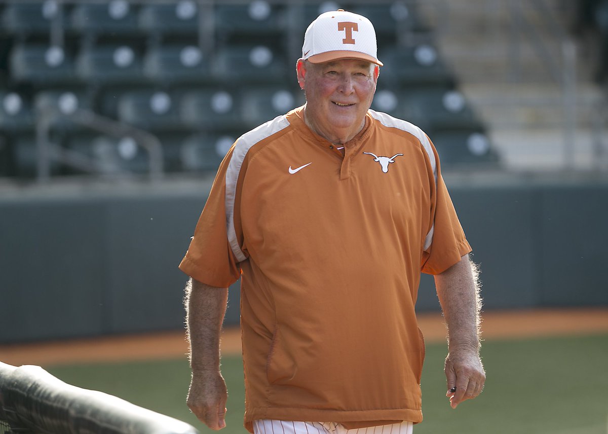 _dannydavis's tweet photo. Texas announces that Augie Garrido, the all-time winningest coach in college baseball, has passed away. Garrido, who coached at Texas from 1997-2016 and led the Longhorns to two College World Series titles, was 79. #HookEm https://t.co/XbKKSJlb2P
