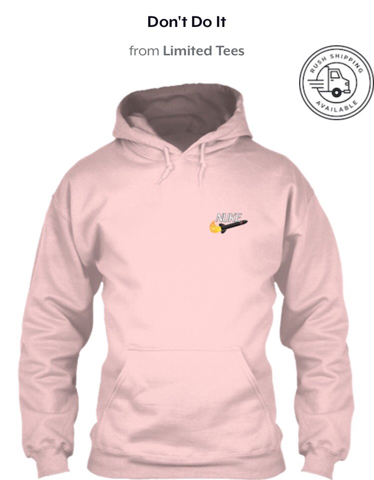 LimitedTees2018's tweet photo. Check out our #nuke hoodie! Perfect for spring! Get yours here https://t.co/4sGux5SUqU #nuke #nukes #ThursdayThoughts #SpringBreak #spring #usa #teespring #donaldtrump #kimjongun #gift #giftideas #saynotonuked #limitedtees https://t.co/SmeNAeyyXn