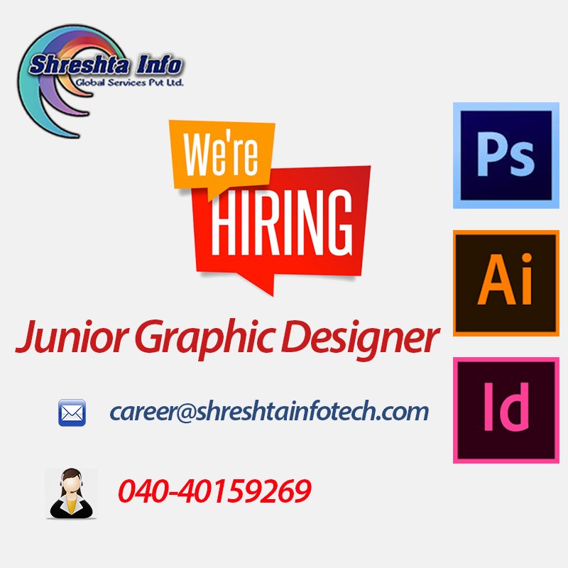 shreshtainfo's tweet photo. We are Hiring !!!
Junior Graphic Designer
LOCATION : Tarnaka
Send us your CV at career@shreshtainfotech.com
#GraphicDesignerJobs #GraphicDesignerOpenings #shreshtainfotech https://t.co/0qfX6IPXUt