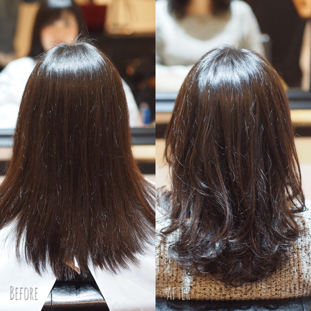 お客様事例】 デジタルパーマ ビフォー アフター ＊ 久しぶりの美容室