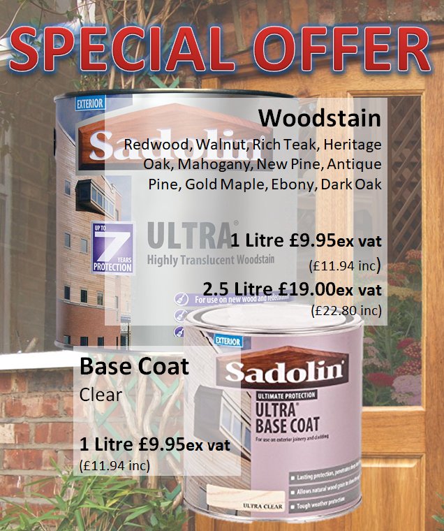 PremierDecCentr's tweet photo. SADOLIN #Woodstain SPECIAL OFEER While stocks last! #dinnington #decorating #paintsupplies #tradecentre https://t.co/Rj6FcPSFFP