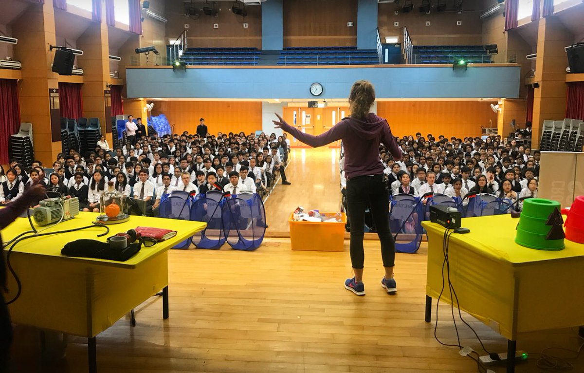 sophiepavs's tweet photo. 12 down...18 to go! Performing my 1st ever #live #science #shows has been an amazing #learning curve! #copresenting an #international #show with a #translator to 30 #schools is quite the deep end! ๐ couldnโt do it without the fab @huwmjames @scicomm_tay #STEM ๐ฌ๐ท๐๐ฟ๐๐ผ https://t.co/PfXI4h07yG