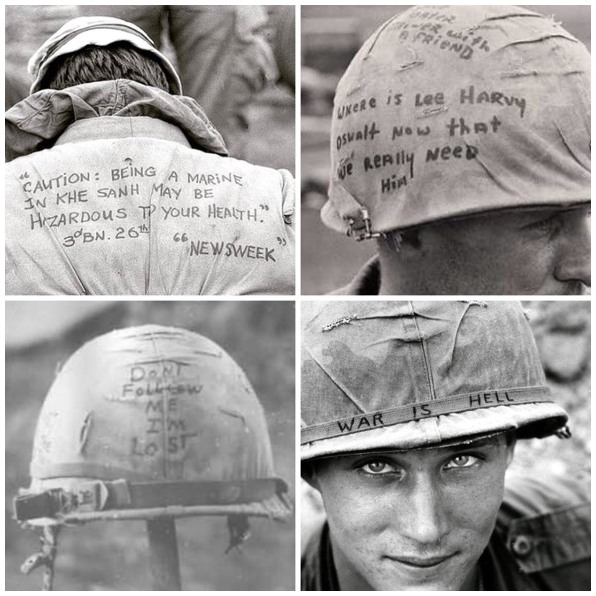 ベトナム戦争に従軍した人たちが ヘルメットや服に書いたメッセージ を