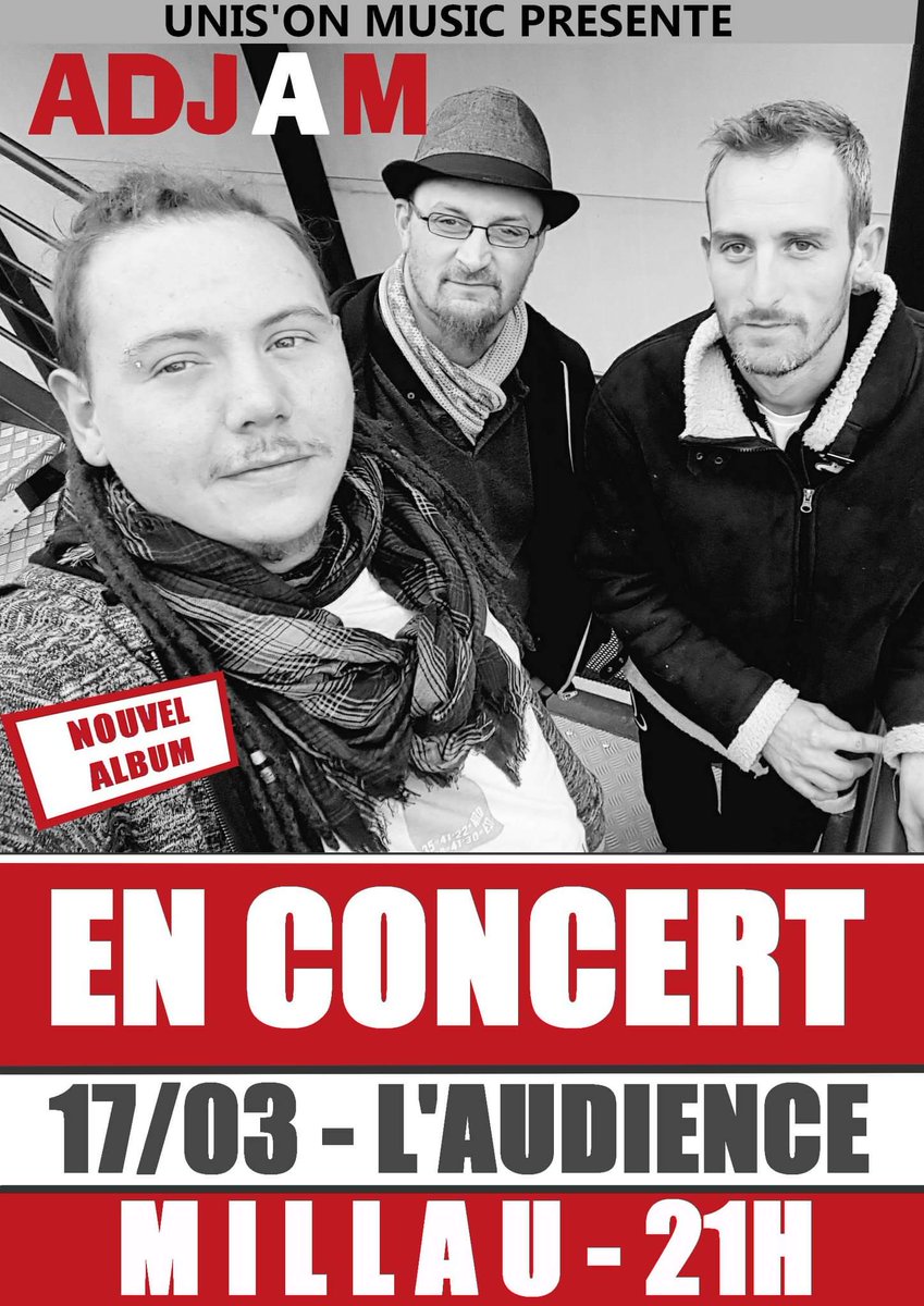 AUnison's tweet photo. En concert samedi a @MairiedeMillau au @bar l'audience .
#Reggae #music #indomptableTour2018 #adjam https://t.co/JnVnTZ9REY
