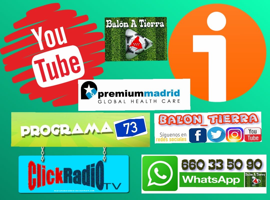 Balon_Tierra's tweet photo. NUESTRO PROGRAMA 73 

Con la visita de @AntonioSachari5 jugador del @rcdcarabanchel 

@ClickRadioTv
@premiummadrid

📺https://t.co/k14GemiXDu

📻https://t.co/Jv4iErwQkW

#BalonATierra 
#LaCasaDelFutbolMadrileño 
#Programa73 https://t.co/3Ujt0NE1gY