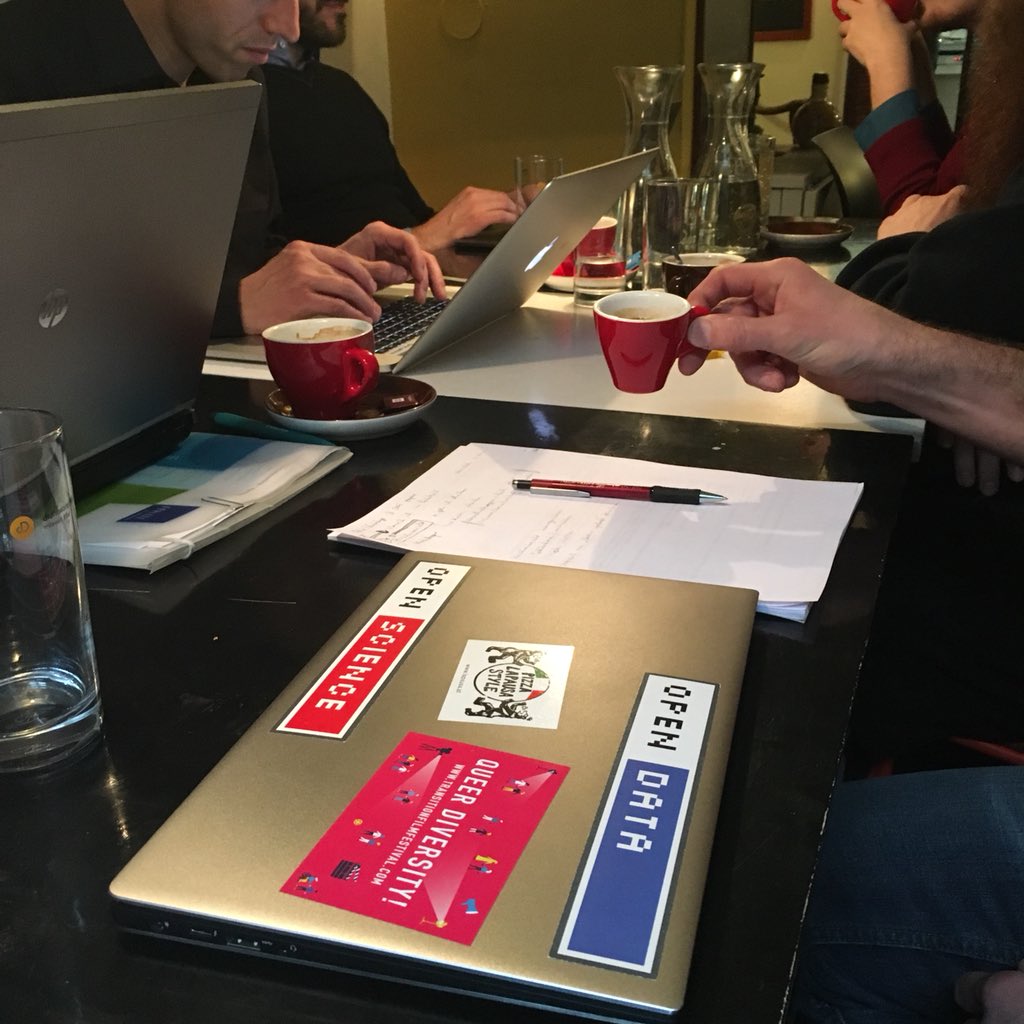 valid_at's tweet photo. (Open) data, laptops and coffee - all set here at our team meeting at the drahtwarenhandlung! #vaddj #ddj #infoviz #caffeine https://t.co/hEJCDDngdQ