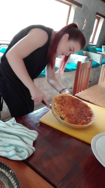 FynbosEstate's tweet photo. And then bang on time we were off. Crunch moments of stress and occasional falling about with laughter happened when the quiche wouldn’t come off its metal base and when we tried to get the pasta out al dente while speeches went on longer than anticipated.  #fynbosestate https://t.co/Wy50swq1Z6
