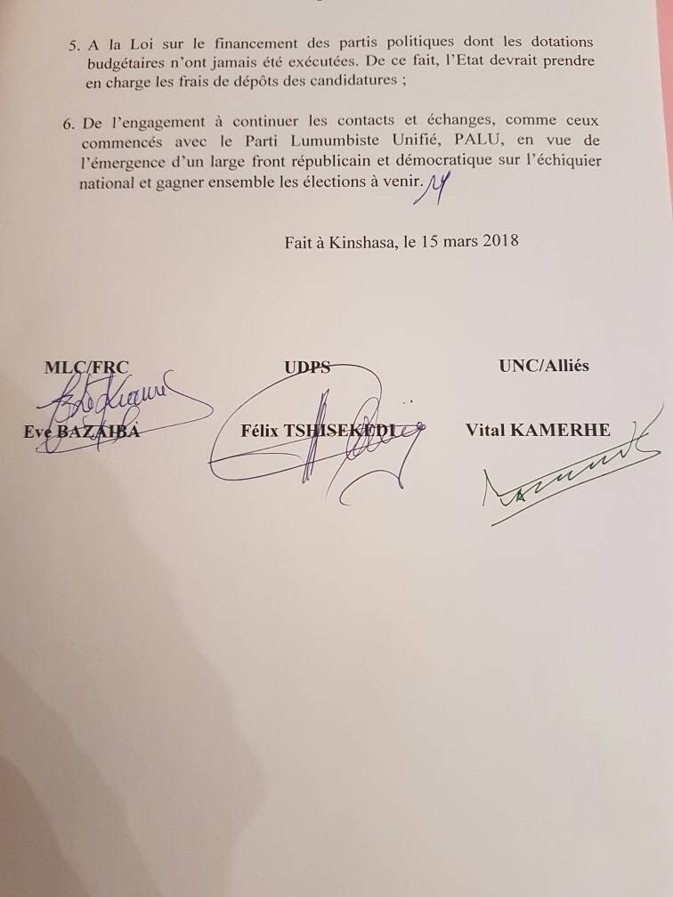 MichaelTshi's tweet photo. Élections: Pour l'UNC.MLC et l'UDPS, l'Etat devrait prendre en charge les frais de dépôt des candidatures. #RDCelection2018 https://t.co/3MGn2dubIA