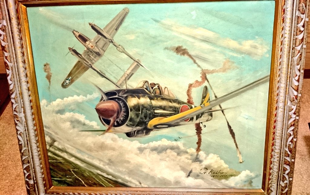 元陸軍戦闘機パイロットで画家の海法秀一さんの絵が、陸軍戦闘機