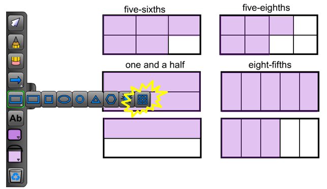 barb_seaton's tweet photo. Easy to compare fractions with an area model when using the annotation tool in Notepad @ONmathies https://t.co/0Qrqomz1be