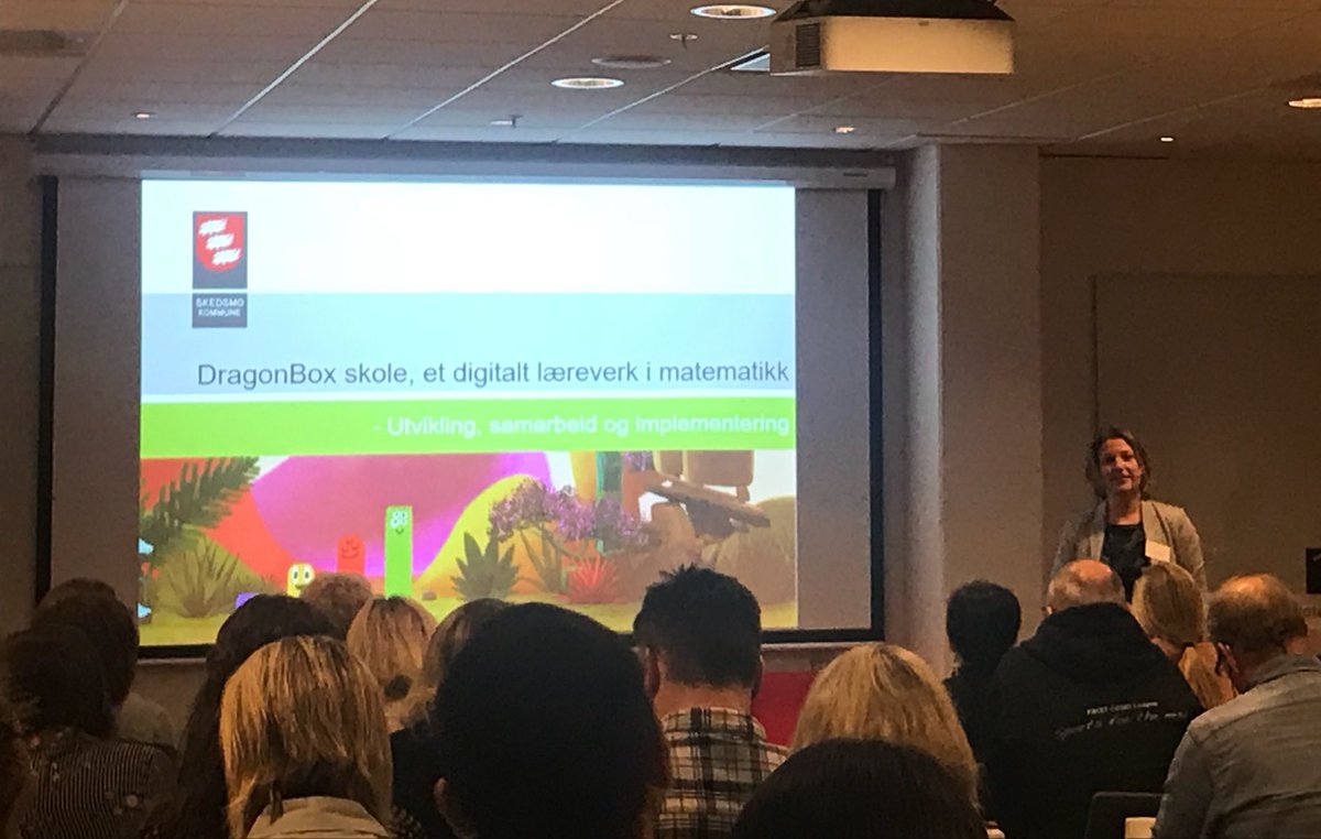 Realfagssenter's tweet photo. Rådgiver @Tine_Weise har fortalt om #skedsmoskolen sine erfaringer rundt piloteringen av @DragonBox på 1.-2. trinn for interesserte deltakere fra #realfagskommuner. https://t.co/i7zseYLmuK