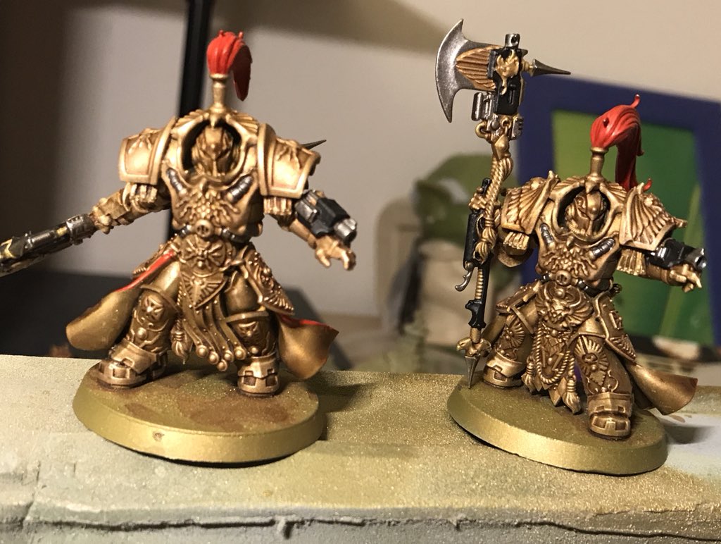 PopsChTikiRoom's tweet photo. More done on the Allarus Custodes. Can’t wait to get done with these guys. #warhammer40k #custodes #allarus https://t.co/OIl8PHujY0