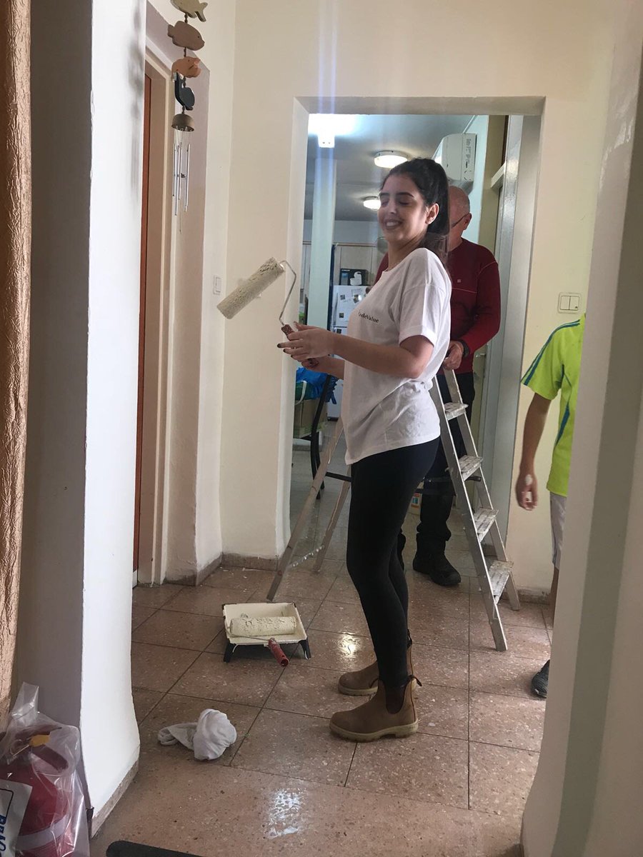 CodeValue's tweet image. Doing Good is always in our mind! #CodeValue kick-off the #GoodDeedsDay celebrations with Yom Maasim Tovim with the children of Megidim Village boarding school for children at risk. We ate croissant & pastries, painted their dormitories and handed some #CodeValue swags.