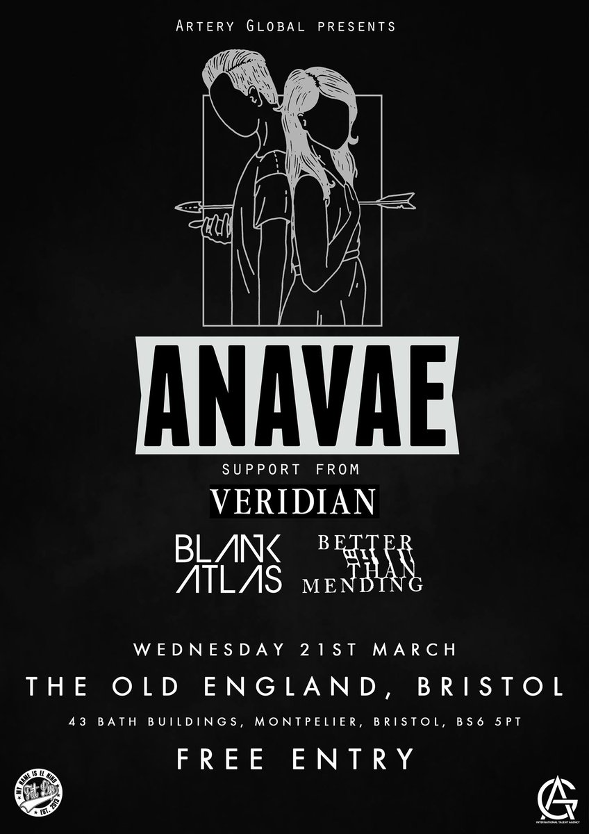 Fat Lip (@fatlip_uk) on Twitter photo On Wednesday we’re bringing <a href="/anavaemusic/">Anavae</a> to The Old England alongside <a href="/VeridianUK/">VERIDIAN</a> <a href="/BlankAtlasBand/">Blank Atlas</a> and <a href="/BTMending/">Better Than Mending</a>! FREE ENTRY!
It’s going to be mega intimate and sweaty! On Wednesday we’re bringing <a href="/anavaemusic/">Anavae</a> to The Old England alongside <a href="/VeridianUK/">VERIDIAN</a> <a href="/BlankAtlasBand/">Blank Atlas</a> and <a href="/BTMending/">Better Than Mending</a>! FREE ENTRY!
It’s going to be mega intimate and sweaty!