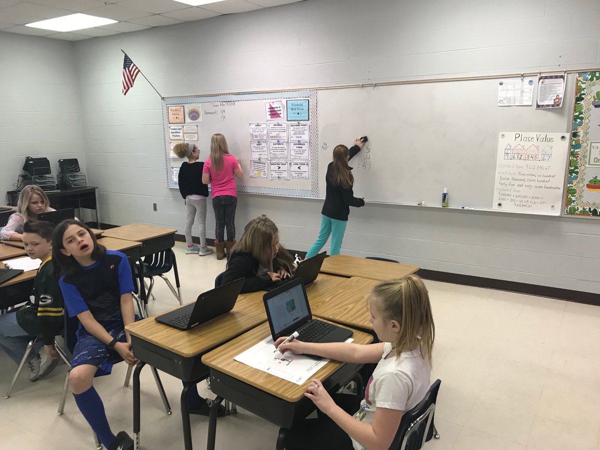 ljjohnson82's tweet photo. Dream Box work from Chromebook to working problems on the board. Classmates make great teachers too! https://t.co/itZKIDjmrf