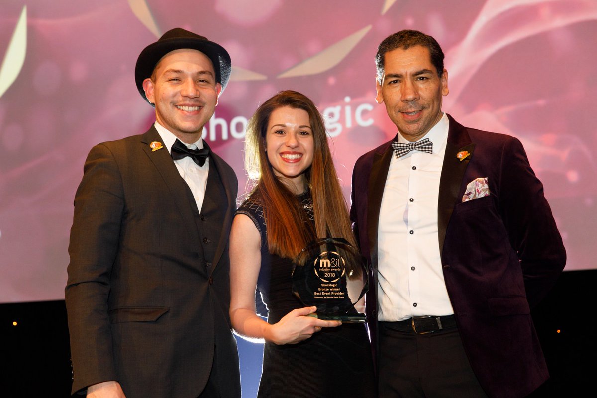 JohnShocklogic's tweet photo. #ThrowbackThursday to the proud moment that @Shocklogic won Bronze for Best Event Provider at the #MITAwards2018! @EventsEducation @meetpie #eventprofs https://t.co/UancBNWBHm