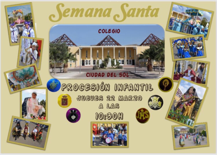 ColegioCCSLorca's tweet photo. Procesión infantil 2018.
⌚️10:30
📆 22 de marzo
Colegio Ciudad del Sol
#Lorca #SemanaSanta2018 #semanasantalorca https://t.co/CQ3p0ABwBO
