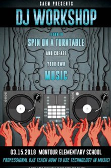RT: <a href="/MontourSAEM/">Montour SAEM</a> student organization presents "DJ Workshop" TONIGHT featuring professionals from <a href="/GreyAreaPGH/">GreyArea Productions</a> <a href="/ThrivalFestival/">Thrival Festival</a> <a href="/LiveNation/">Live Nation</a> &amp; <a href="/HollowWoodMusic/">Hollow Wood</a> <a href="/MontourSD/">Montour School District</a> Elementary School from 6 PM - 9 PM! Tickets: $10 at the door, starting at 5:30 PM or saem-misco.ticketleap.com/dj-workshop/!