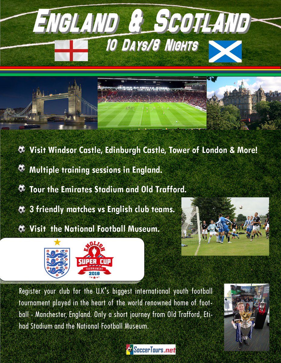SoccerToursnet's tweet photo. “England and Scotland are very popular destinations, for obvious soccer reasons. With so many world famous clubs in such close proximity, you will be immersed in the history and culture of the world’s most popular sport.” https://t.co/VXbNqdtIqa