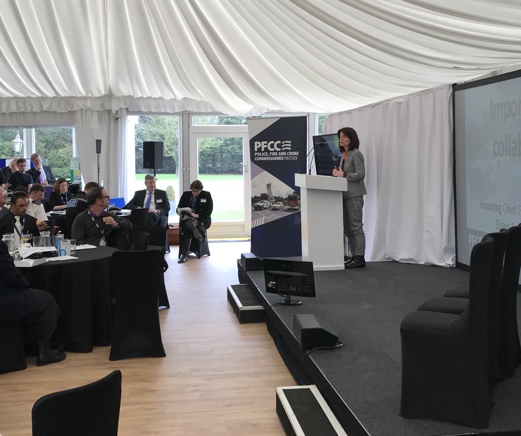 EssexPFCC's tweet photo. We’re back from lunch and Jo Turton who has been appointed as the next Chief Fire Officer/Chief Executive of @ECFRS is talking about Partnerships and working together #UnstoppableEssex https://t.co/3cqKzo4UGb