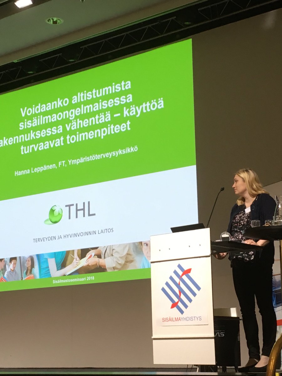 Heikkunen's tweet photo. @hanna_leppanen Peräänkuuluttaa yhteispeliä ja yhteisiä toimintatapoja sisäilmaongelmiin liittyvän altistumisen vähentämiseksi. #Sisäilmastoseminaari https://t.co/YPezOzuD7l