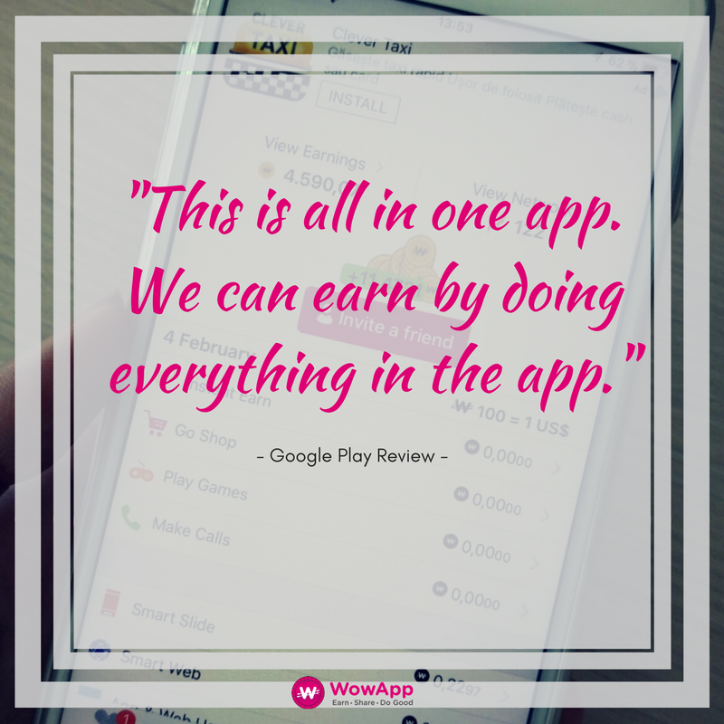 WowAppOfficial's tweet photo. "This is all in one app. We can earn by doing everything in the app." - #WowAppMemberReview #EarnMoney #DoGood #ThursdayThoughts https://t.co/sn7X36y579
