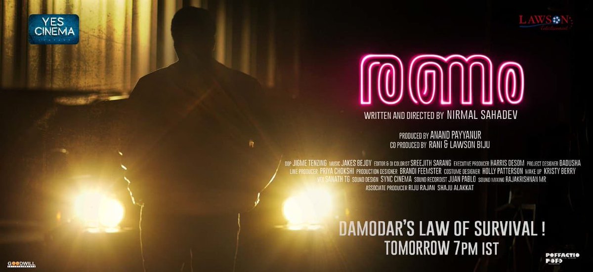 Poffactio's tweet photo. #Ranam ...Damodar’s law of survival!
 Tomorrow 7pm IST! 

@PrithviOfficial @actorrahman #NirmalSahadev #Poffactio https://t.co/fWTbPrB45y