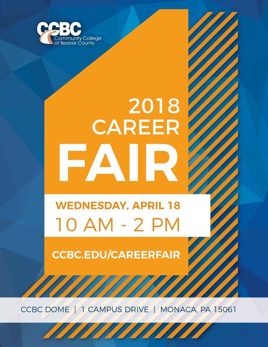 CCBCedu's tweet photo. Don't miss the 2018 Career Fair here at CCBC. Join us at the Dome on Wednesday, April 18th from 10am till 2 pm. Visit https://t.co/pXVT8QzpN8 for more details. #CCBC #BeaverCounty #CareerFair https://t.co/qQP2AxXK1m
