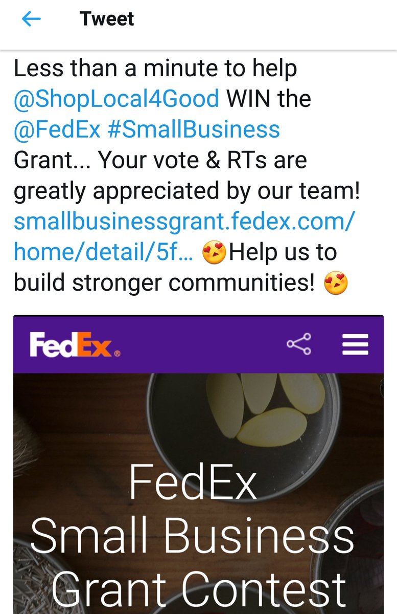 aampatriot's tweet photo. Please #vote for the @ShopLocal4Good team to WIN the @FedEx #SmallBusiness Grant contest here https://t.co/cpufbjxh5s πEmpowering Our Communities together.π #ShopLocalForGood RTs appreciated too! Thanks so much! https://t.co/8ioUnsAsrX