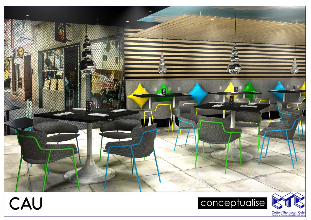 CTCWimbledon's tweet photo. We produce #visuals and #3dmodels together with the #Projectmanagement, #Interiordesign and #Costmanagement roles we offer. Last year @CAUrestaurants asked CTC and Conceptualise to develop their new look. Below is the #visual that CTC completed for CAU Blackheath redesign. https://t.co/sFfcQnf5Uu