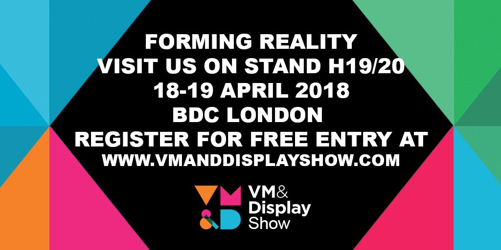 'We are pleased to be showing @VMDisplayShow register for free entry vmanddisplayshow.com we look forward to seeing you' #formingreality #createinnovatedesign #mannequins #retail #design #display #vm