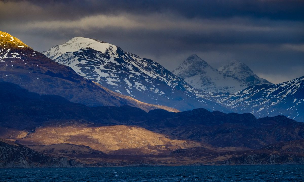 Looking across to the moody mountains of Knoydart from Skye's Sleat peninsula right now.
