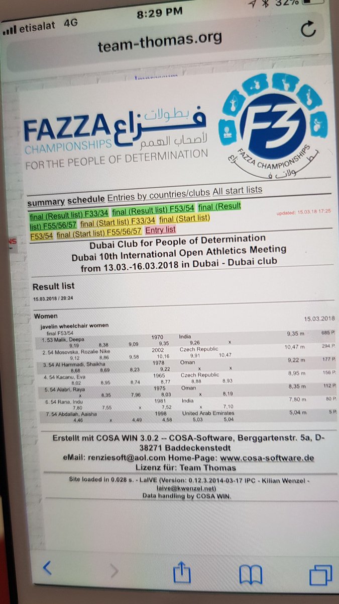 DeepaAthlete's tweet photo. Just won a #GoldMedal in F53/54 Javelin at #FAZZA #WorldParaAthletics #GrandPrix #Dubai . I qualify for #AsianParaGames2018 #Jakarta and also score #AsianRankingOne in F53 category. Happy to take my #Tricolor high. @ParalympicIndia @Ra_THORe @IndiaSports @Media_SAI https://t.co/Ov42cscxFX