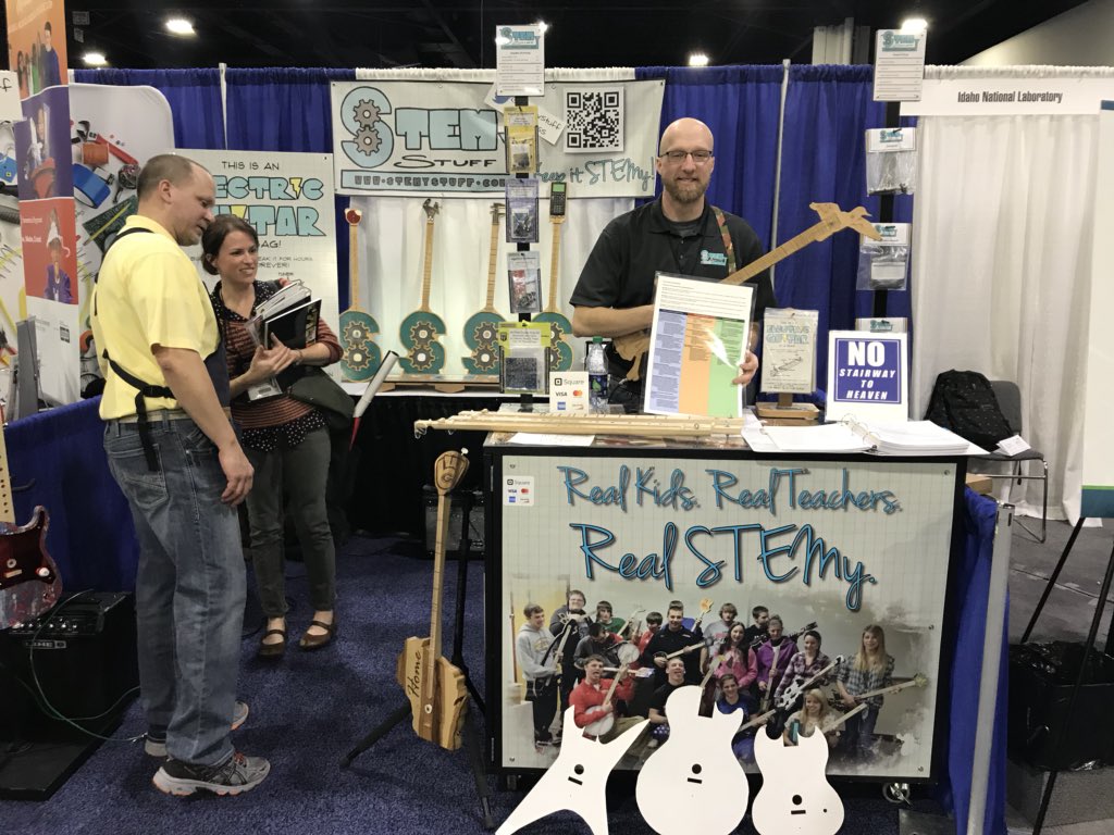 funday16's tweet photo. #rockNGSS #NSTA18 @STEMyStuff have created inquiry with 🎸 - imagine tension + weight of a string = music #science https://t.co/FYj06ggBMm