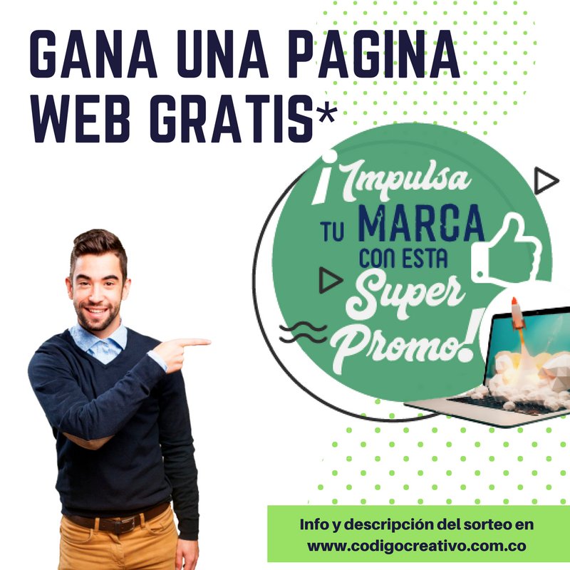 creativecodeing's tweet image. ¡Participa y gana una página web gratis para tu empresa o negocio!
Conoce más en: codigocreativo.com.co/conc…/sorteo-impulsa-tu-marca/
#Gana #Sorteo #Promo #SitioWeb #MarketingDigital