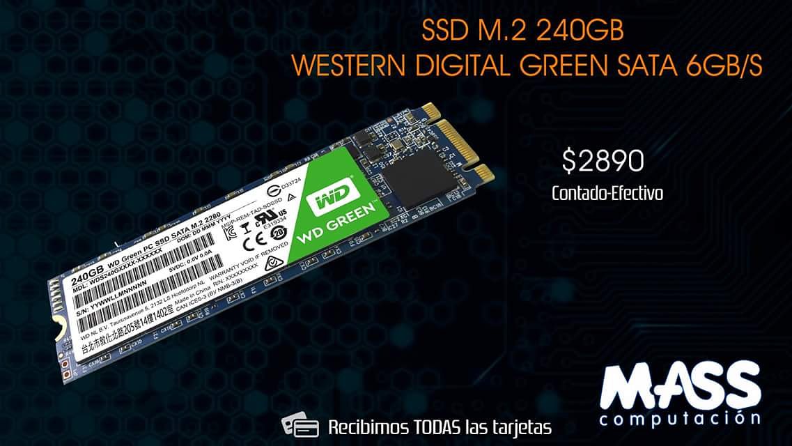 masscomputacion's tweet photo. Western Digital WD Green 240GB M.2 

Los SSD WD Green mejoran la experiencia informática del día a día en su ordenador de sobremesa o portátil.
-Interfaz: SATA III
-Factor forma: M.2 2280
-Velocidad de lectura máxima: 540Mb/s
-Velocidad de escritura máxima: 465Mb/s https://t.co/uQDQL1XNse
